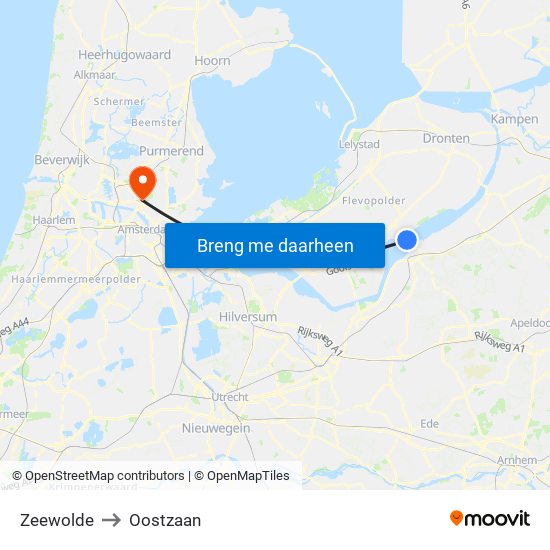 Zeewolde to Oostzaan map