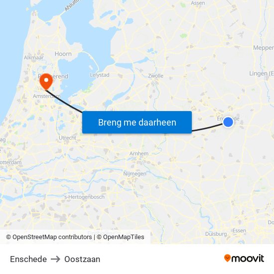 Enschede to Oostzaan map