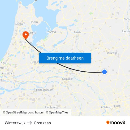 Winterswijk to Oostzaan map