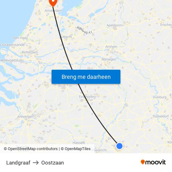 Landgraaf to Oostzaan map
