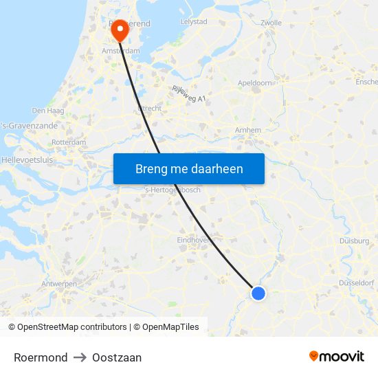 Roermond to Oostzaan map