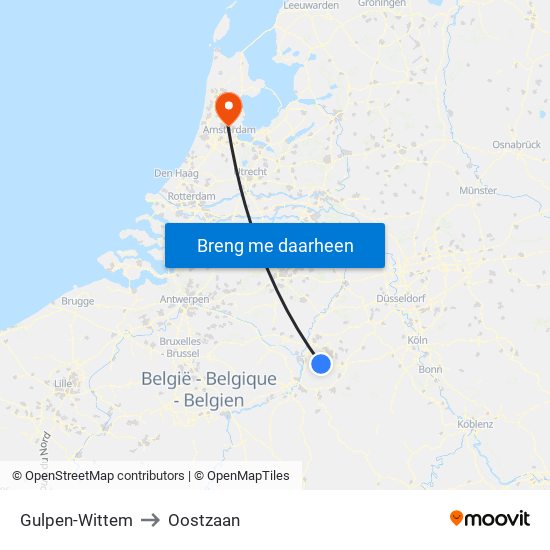 Gulpen-Wittem to Oostzaan map