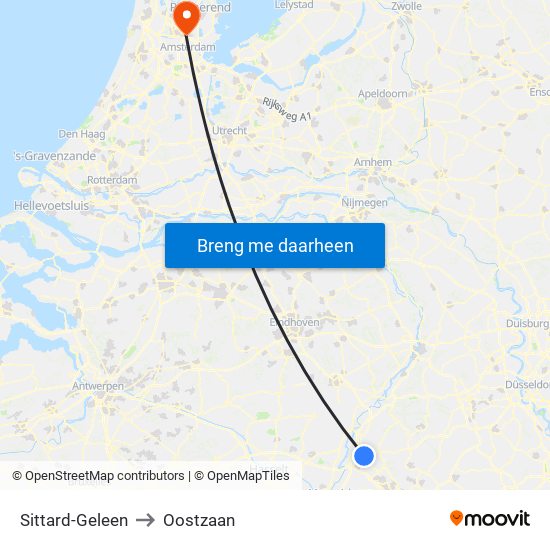 Sittard-Geleen to Oostzaan map