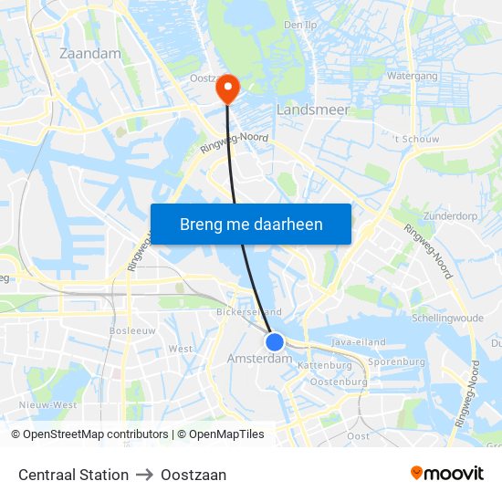 Centraal Station to Oostzaan map