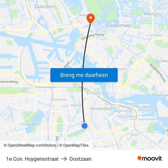 1e Con. Huygensstraat to Oostzaan map