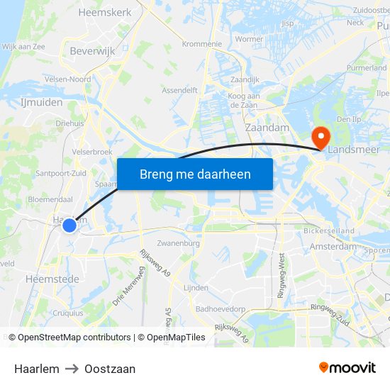 Haarlem to Oostzaan map