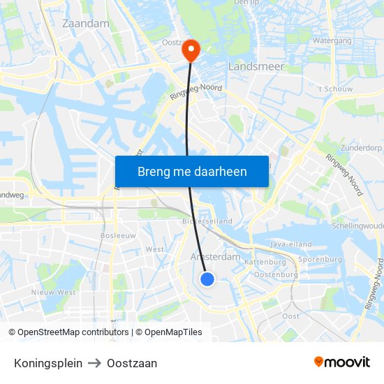Koningsplein to Oostzaan map