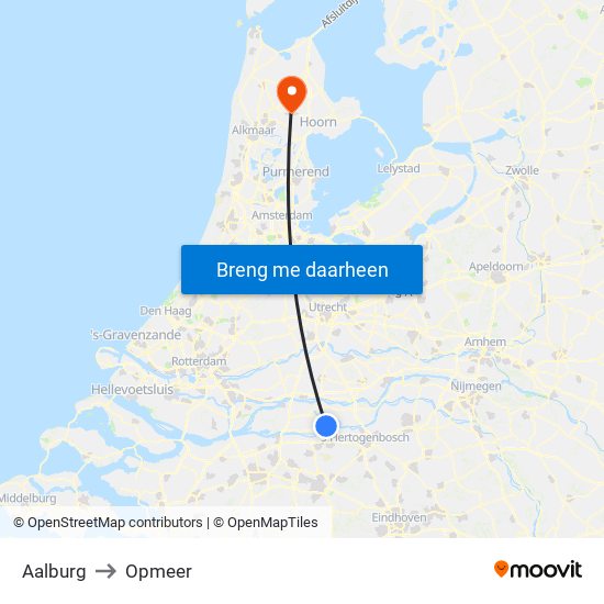 Aalburg to Opmeer map
