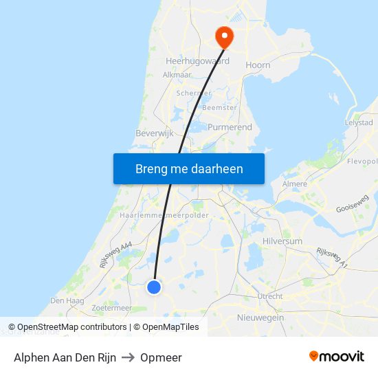 Alphen Aan Den Rijn to Opmeer map
