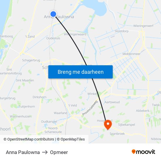 Anna Paulowna to Opmeer map