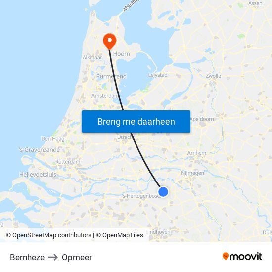 Bernheze to Opmeer map