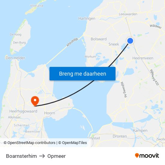 Boarnsterhim to Opmeer map