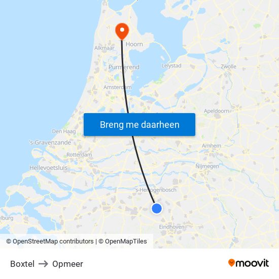 Boxtel to Opmeer map