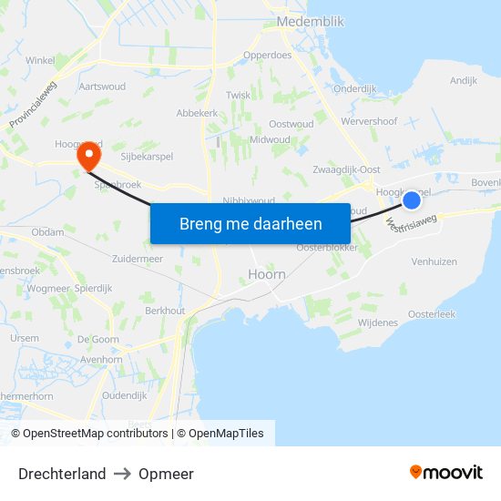 Drechterland to Opmeer map