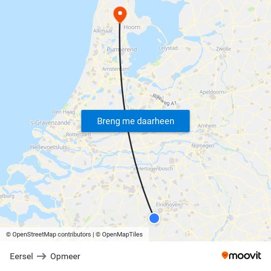 Eersel to Opmeer map