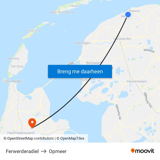 Ferwerderadiel to Opmeer map