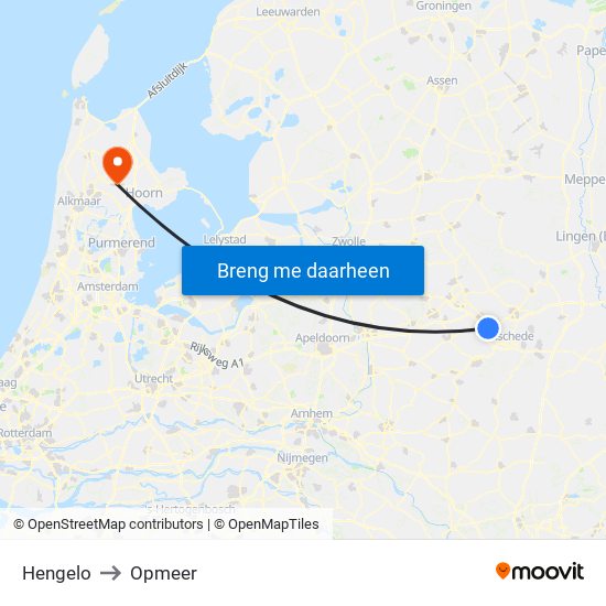 Hengelo to Opmeer map