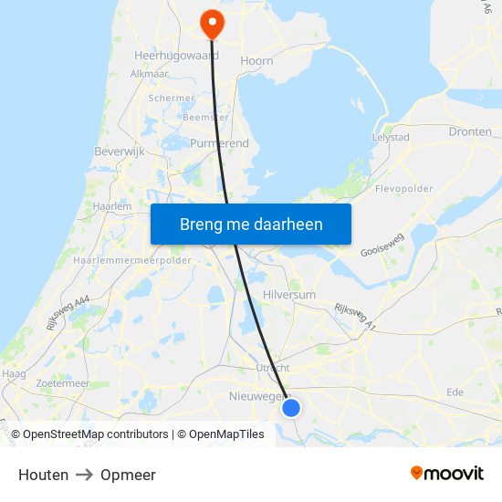 Houten to Opmeer map