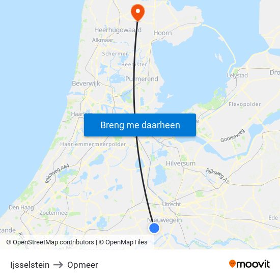 Ijsselstein to Opmeer map