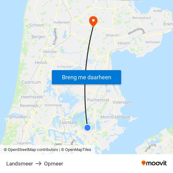 Landsmeer to Opmeer map