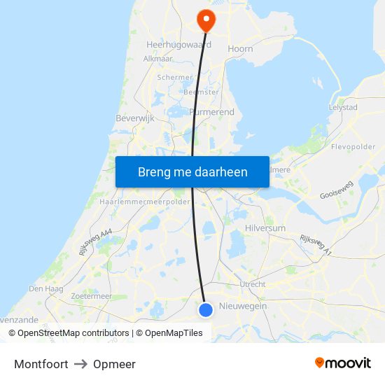 Montfoort to Opmeer map