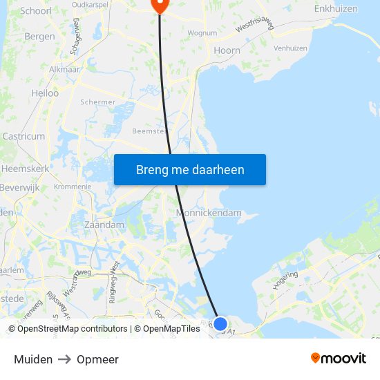 Muiden to Opmeer map