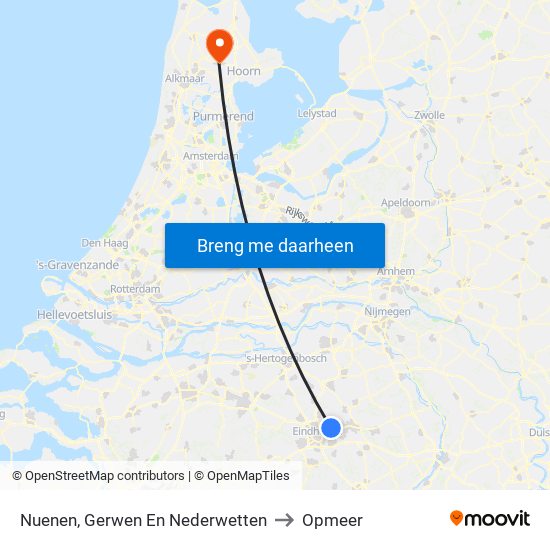 Nuenen, Gerwen En Nederwetten to Opmeer map