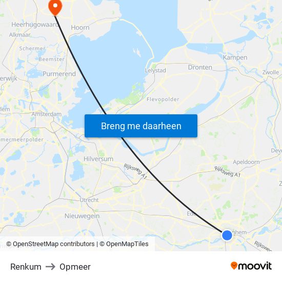 Renkum to Opmeer map