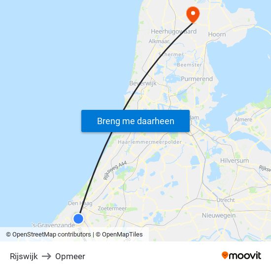 Rijswijk to Opmeer map