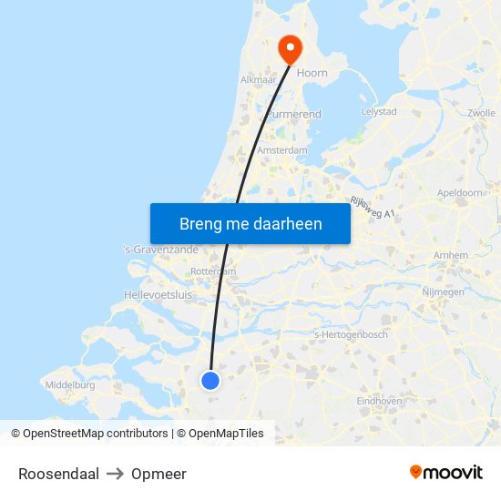 Roosendaal to Opmeer map
