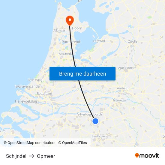 Schijndel to Opmeer map