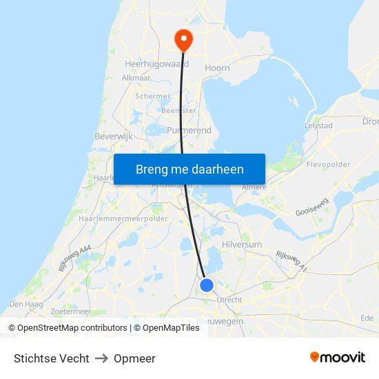 Stichtse Vecht to Opmeer map