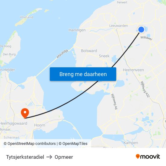 Tytsjerksteradiel to Opmeer map