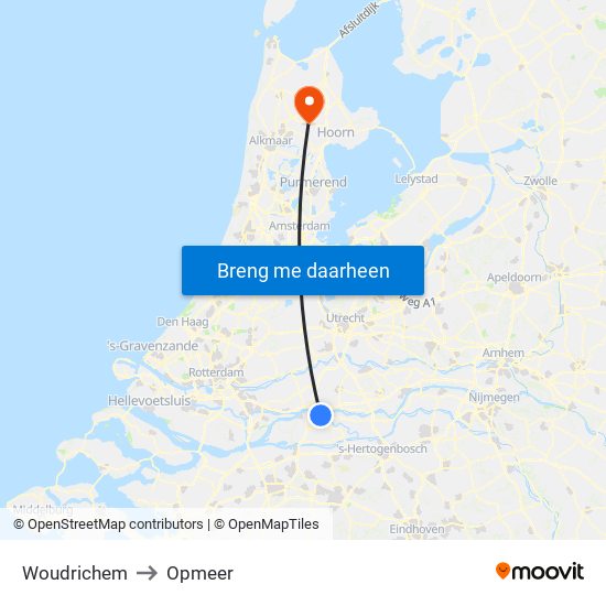 Woudrichem to Opmeer map