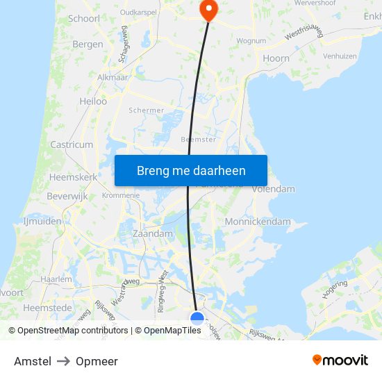Amstel to Opmeer map