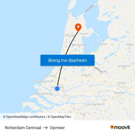 Rotterdam Centraal to Opmeer map