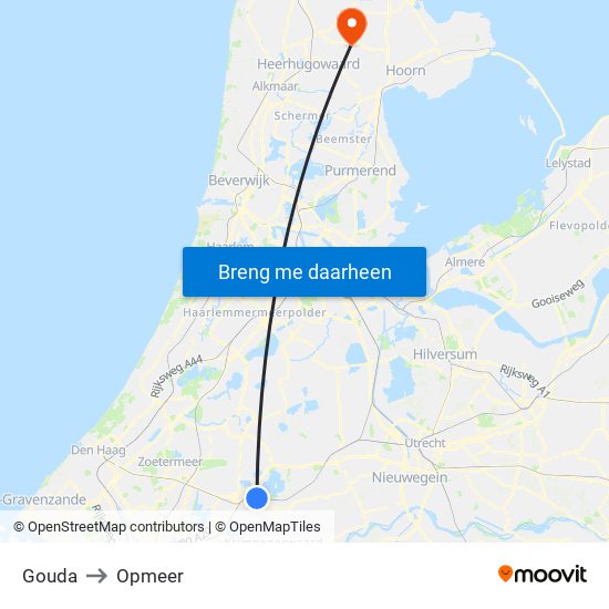 Gouda to Opmeer map