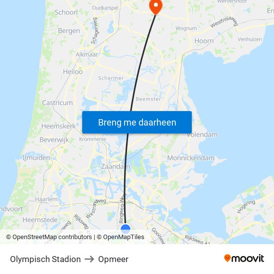 Olympisch Stadion to Opmeer map