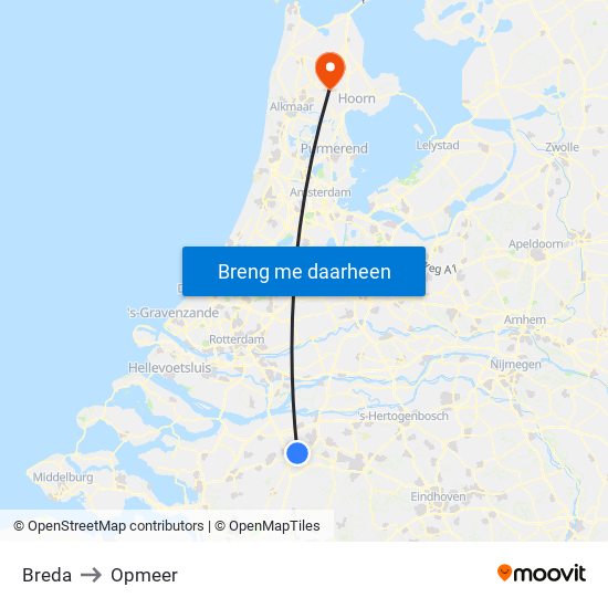 Breda to Opmeer map