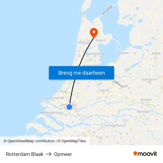 Rotterdam Blaak to Opmeer map
