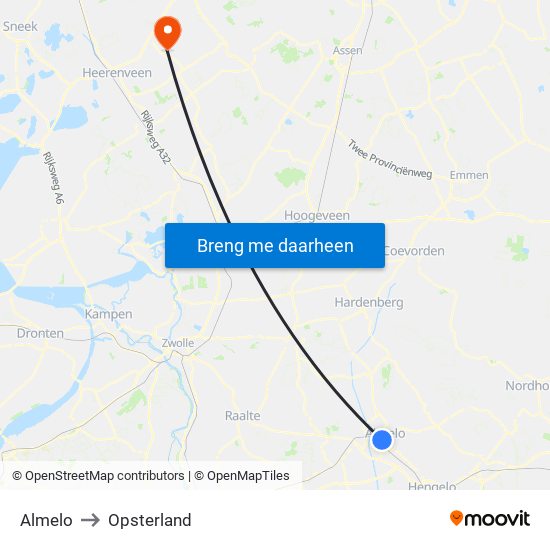 Almelo to Opsterland map