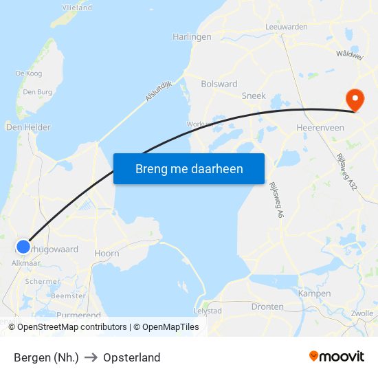 Bergen (Nh.) to Opsterland map