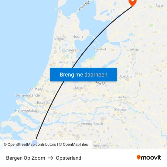 Bergen Op Zoom to Opsterland map