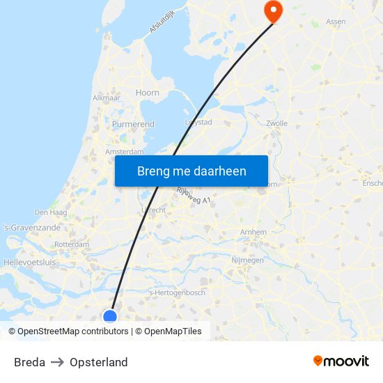 Breda to Opsterland map