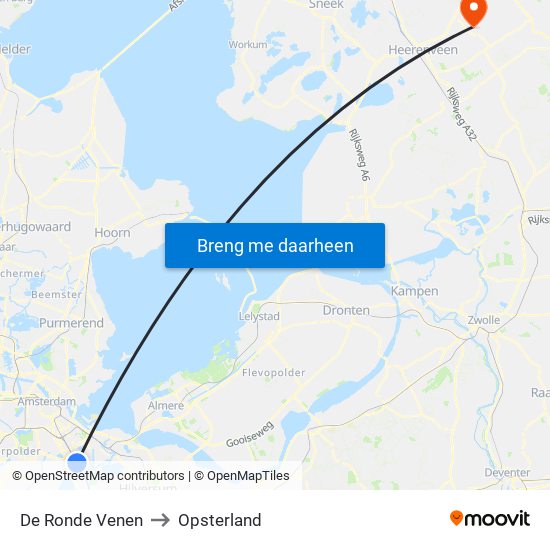 De Ronde Venen to Opsterland map