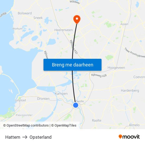 Hattem to Opsterland map