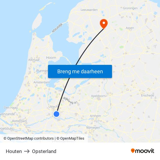 Houten to Opsterland map