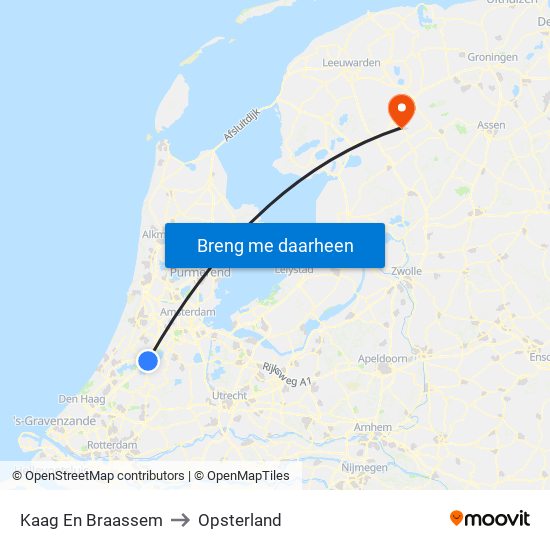 Kaag En Braassem to Opsterland map