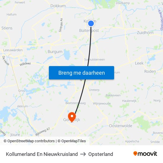 Kollumerland En Nieuwkruisland to Opsterland map