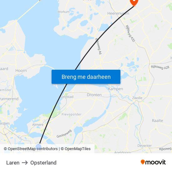 Laren to Opsterland map